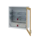 MBH - 65S horní skříňka boxová, 1-dveřová, prosklená, pravá, 770x654x440, korpus bílý, dvířko javor